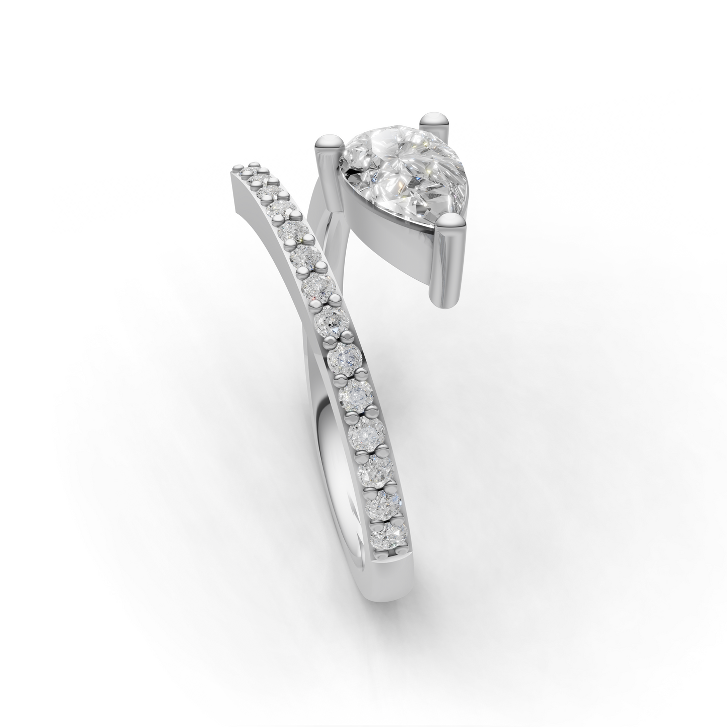 Pear Cut Diamond Engagement Ring – Modern Split Shank Design