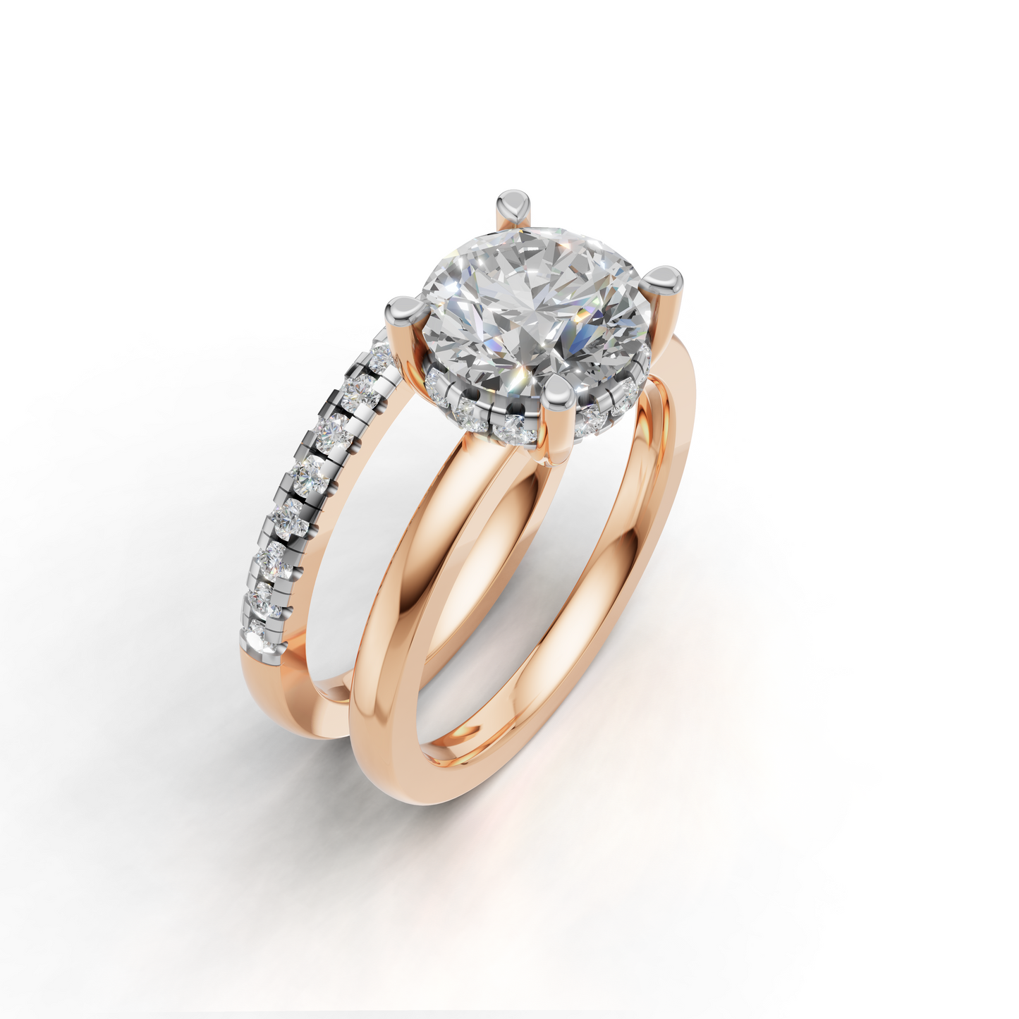 Diamond Engagement Ring Set with Round Brilliant Cut