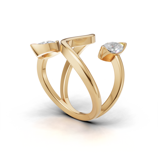 Contemporary Marquise Diamond Ring – Artistic Open Loop Design