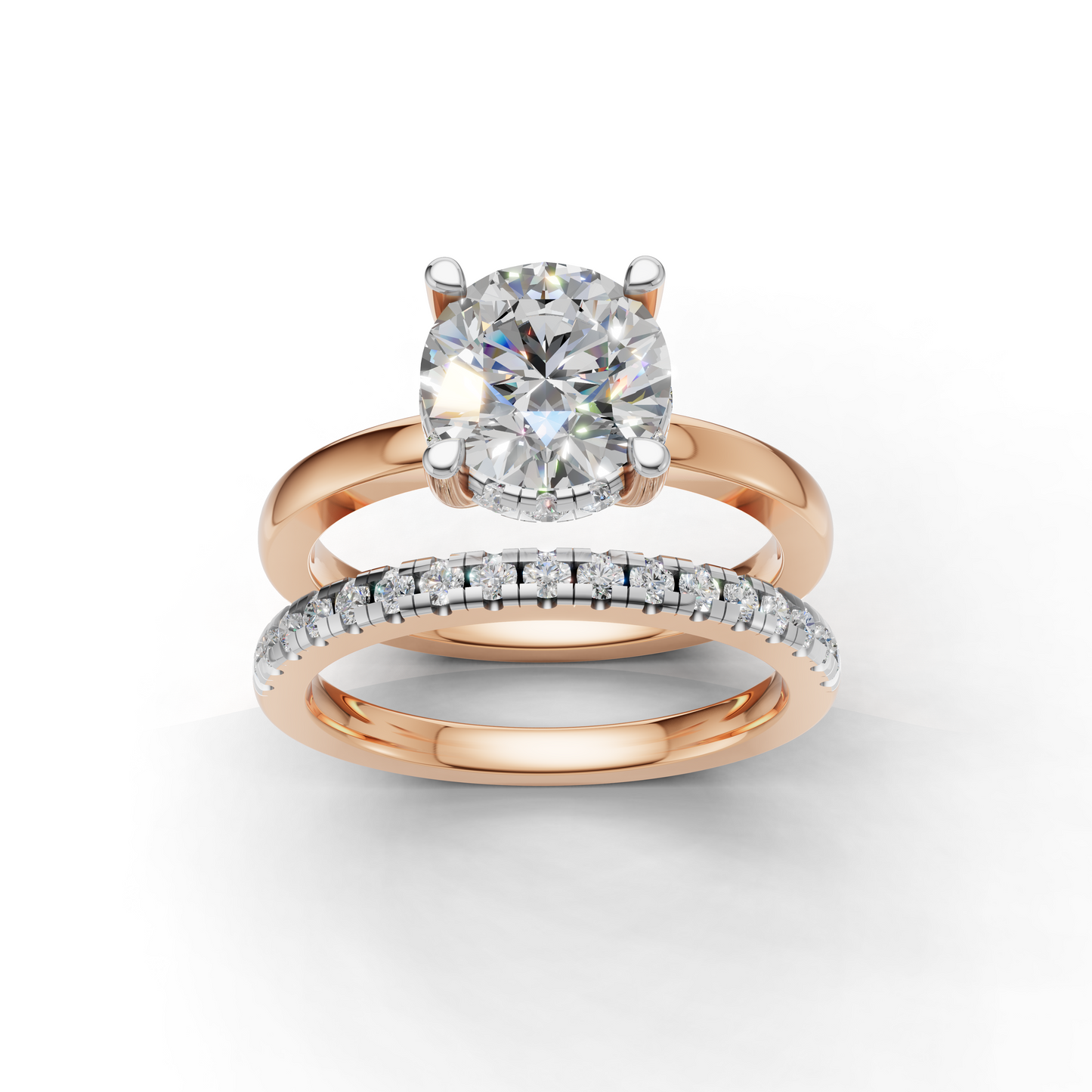 Diamond Engagement Ring Set with Round Brilliant Cut