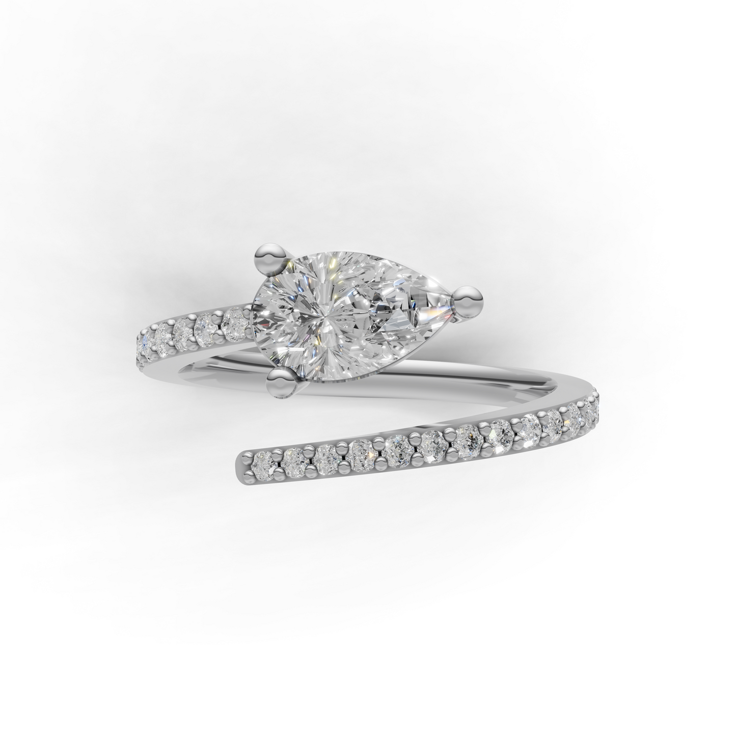 Pear Cut Diamond Engagement Ring – Modern Split Shank Design