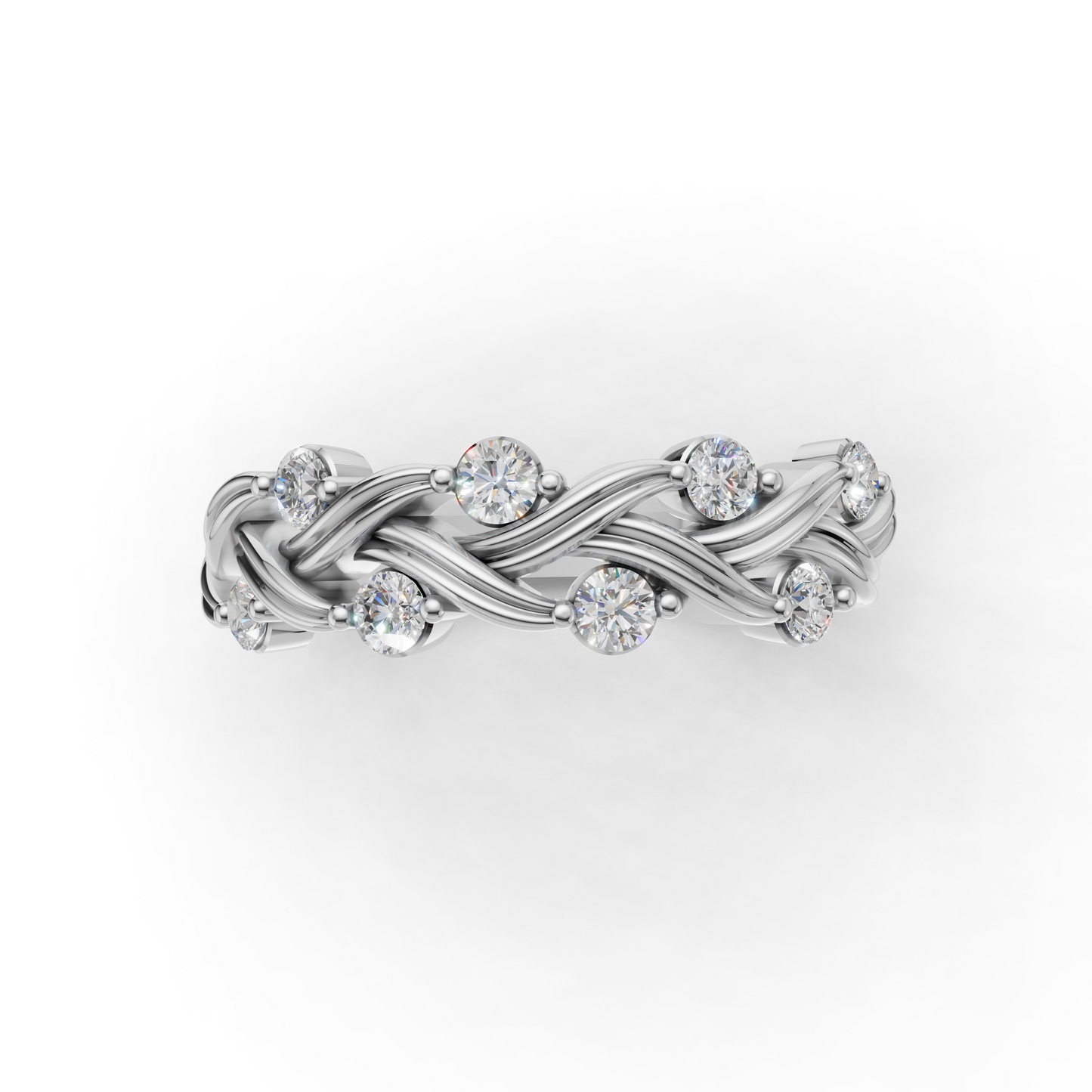 Braided Twisted Diamond Ring Band