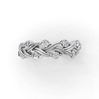 Braided Twisted Diamond Ring Band