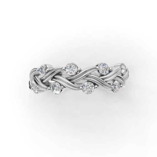Braided Twisted Diamond Ring Band