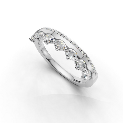 Marquise and Round Diamond Stacking Band