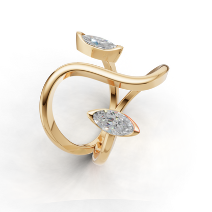 Contemporary Marquise Diamond Ring – Artistic Open Loop Design