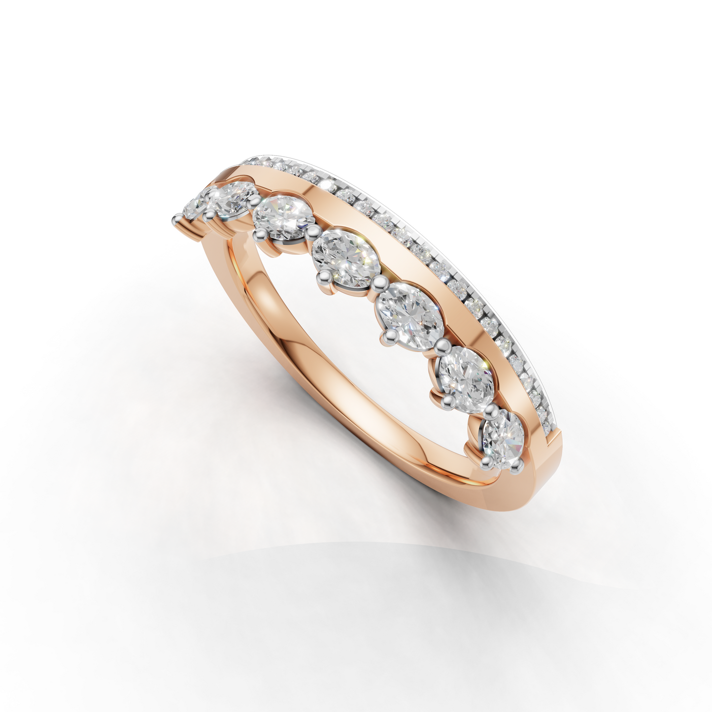Marquise and Round Diamond Stacking Band