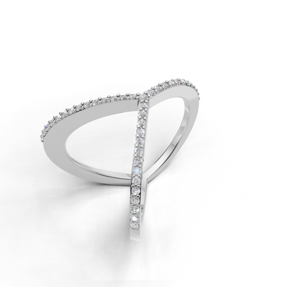 Geometric V and Circle Diamond Ring – Contemporary Designer Statement Ring