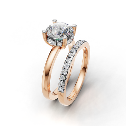 Diamond Engagement Ring Set with Round Brilliant Cut