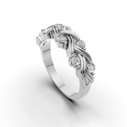 Braided Twisted Diamond Ring Band