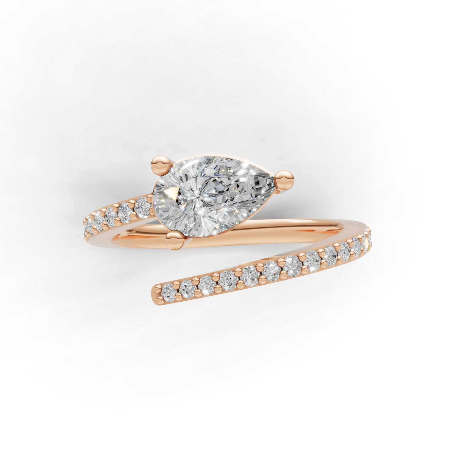 Pear Cut Diamond Engagement Ring – Modern Split Shank Design