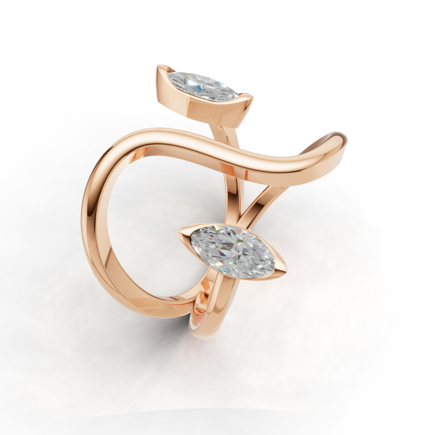 Contemporary Marquise Diamond Ring – Artistic Open Loop Design