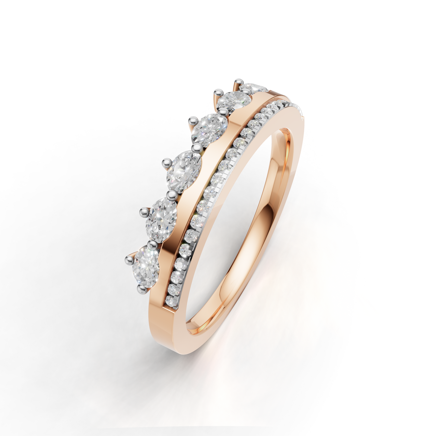 Marquise and Round Diamond Stacking Band
