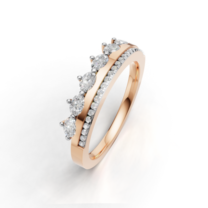 Marquise and Round Diamond Stacking Band