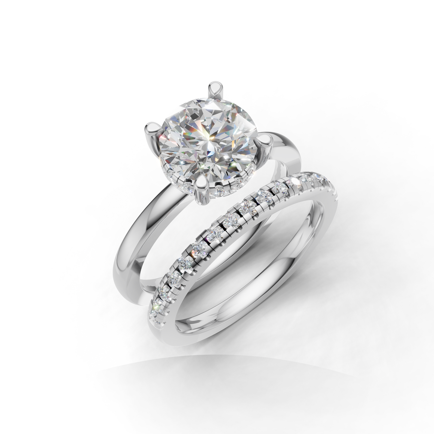 Diamond Engagement Ring Set with Round Brilliant Cut