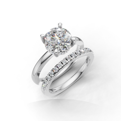 Diamond Engagement Ring Set with Round Brilliant Cut