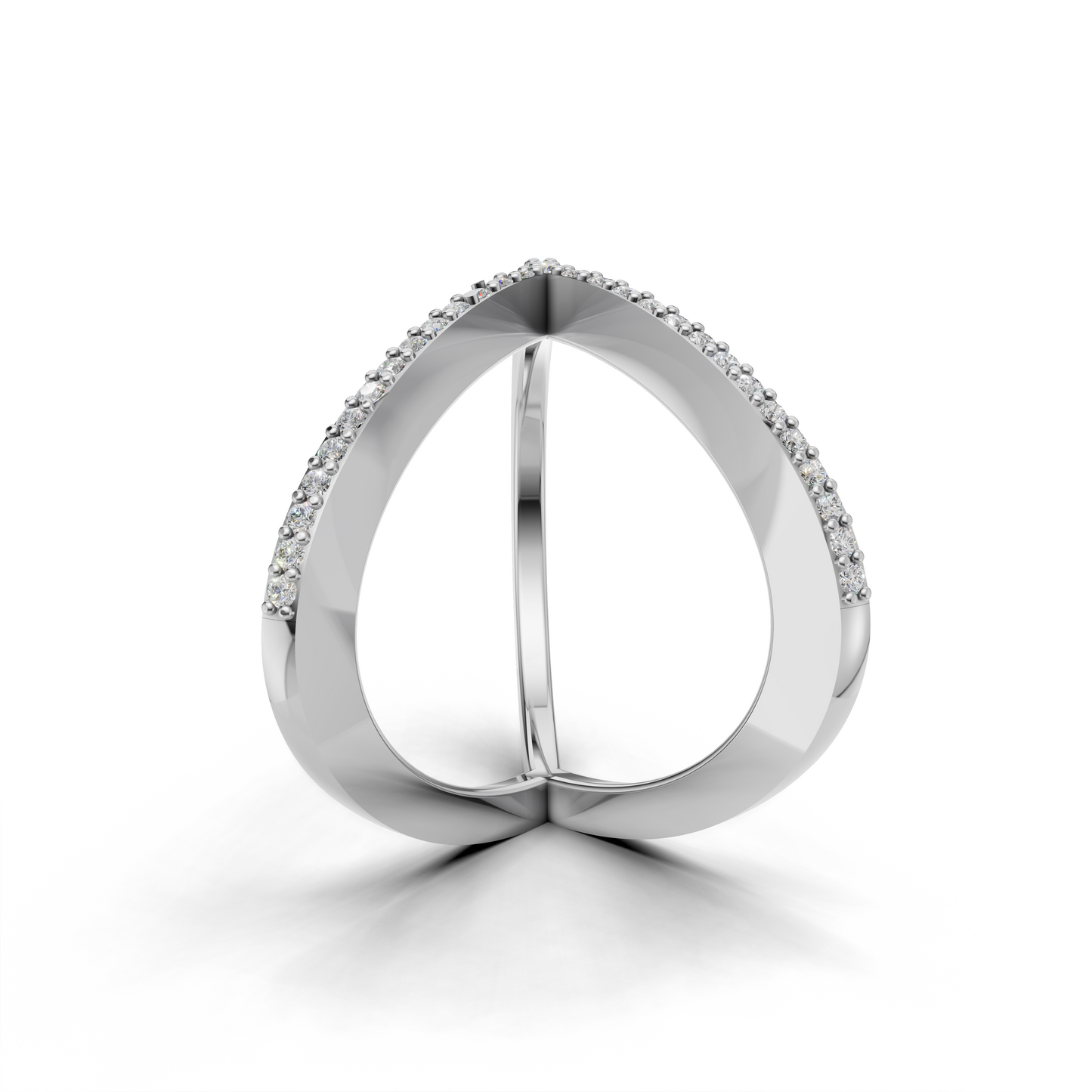 Geometric V and Circle Diamond Ring – Contemporary Designer Statement Ring